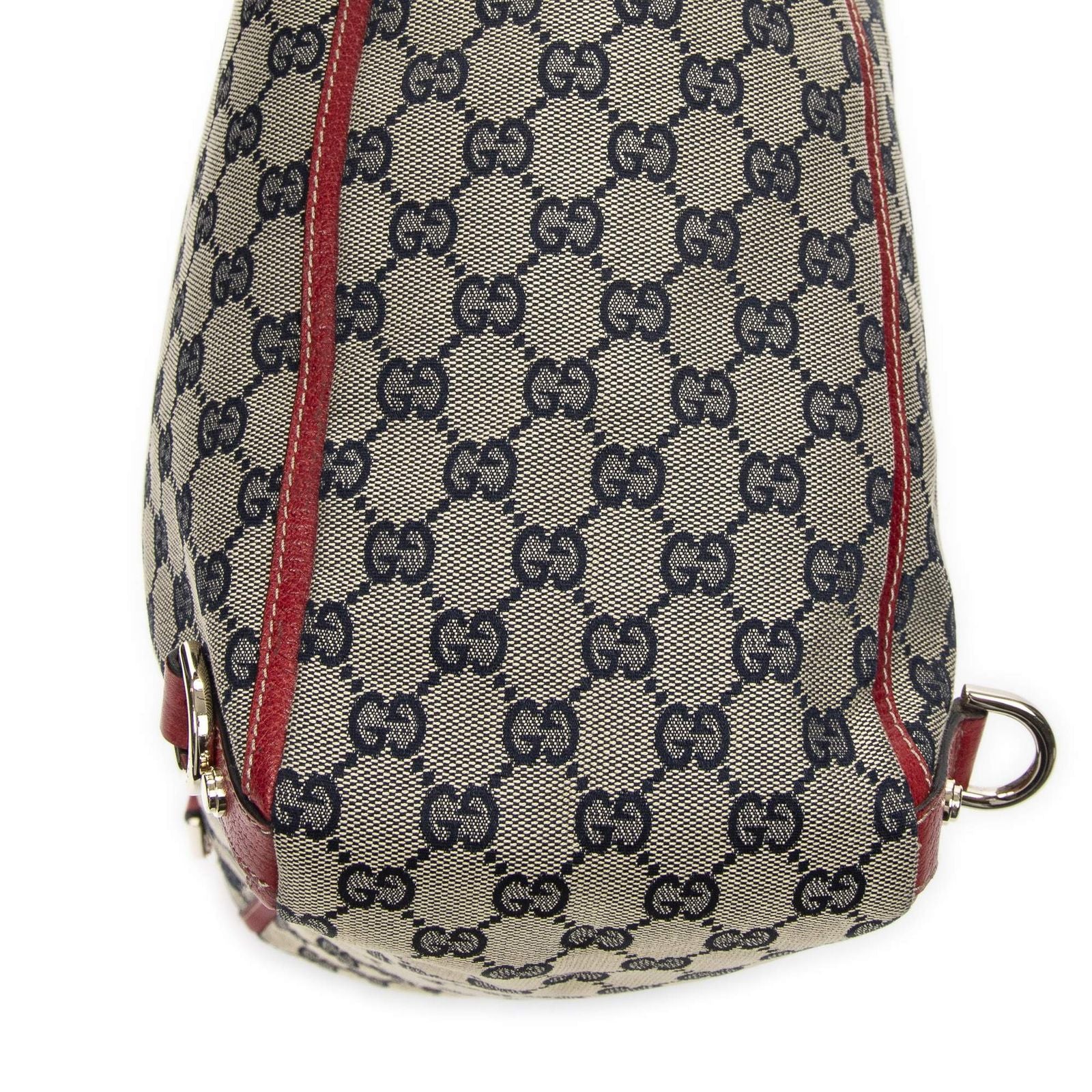 Gucci Abbey D-ring Vertical Tote Red Navy Beige GG Canvas — view 8