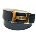 Hermes Constance Belt 32 Navy Ivory Courchevel Leather