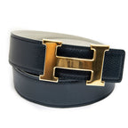 Hermes Constance Belt 32 Navy Ivory Courchevel Leather