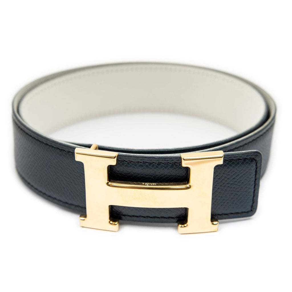 Hermes Constance Belt 32 Navy Ivory Courchevel Leather — view 2
