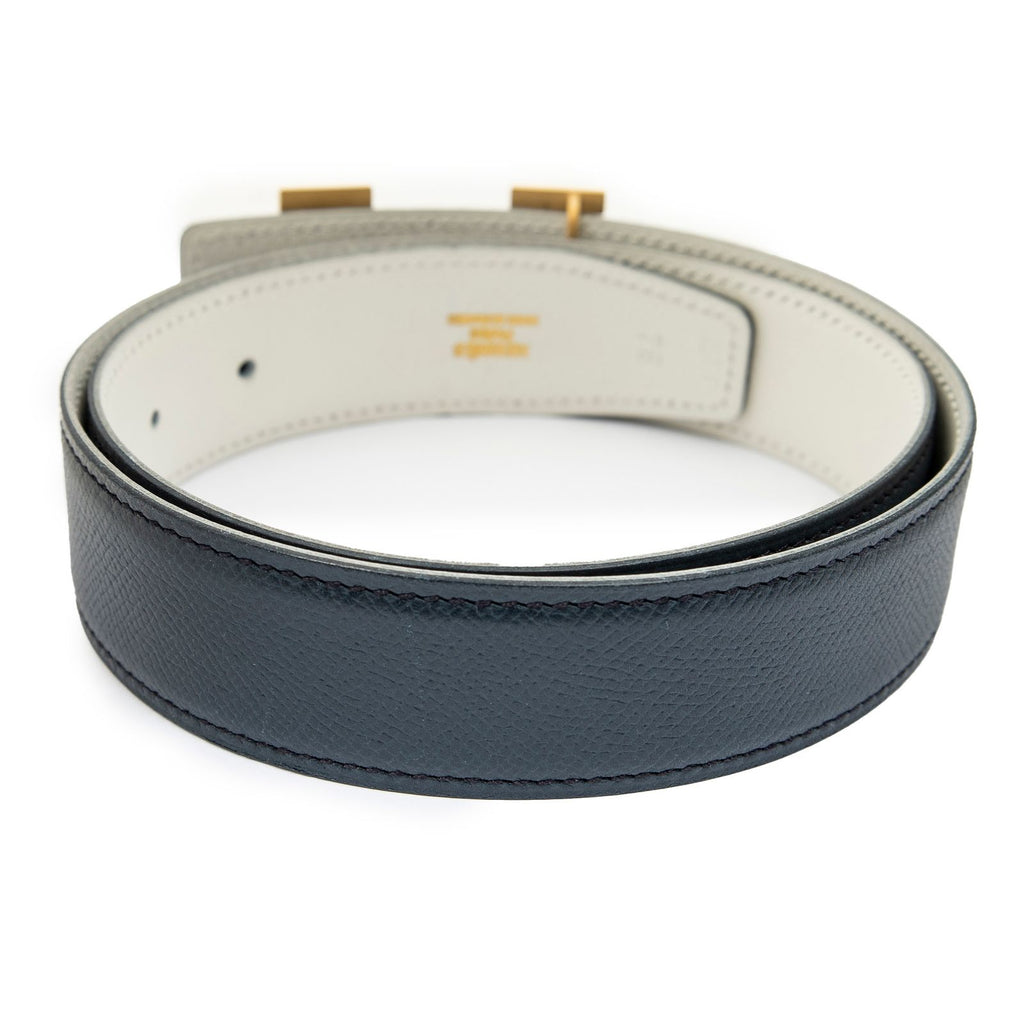 Hermes Constance Belt 32 Navy Ivory Courchevel Leather — view 3