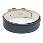 Hermes Constance Belt 32 Navy Ivory Courchevel Leather — view 3