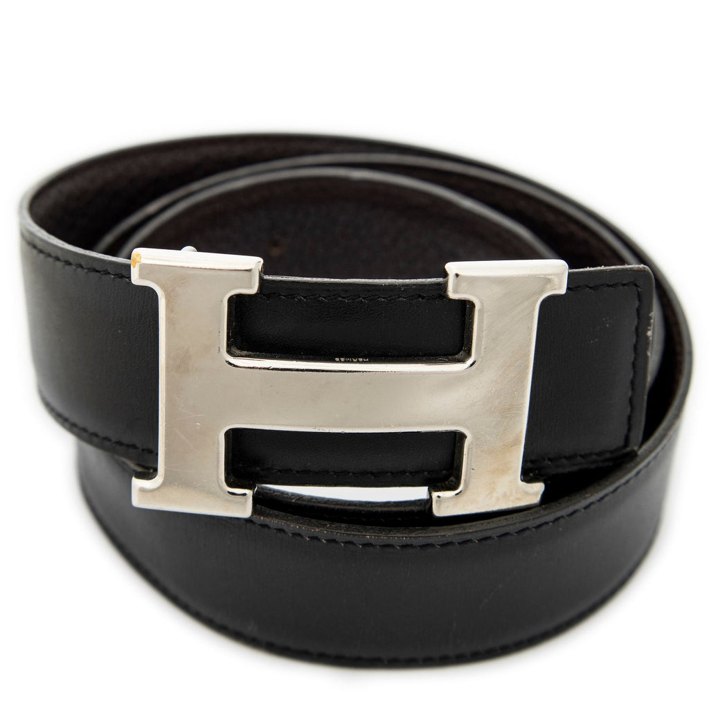 Hermes Constance Belt 32 Black Brown Box Leather