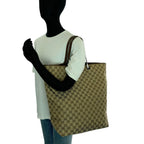 Gucci Beige Brown Silver GG Canvas Leather Tote Shoulder — view 7
