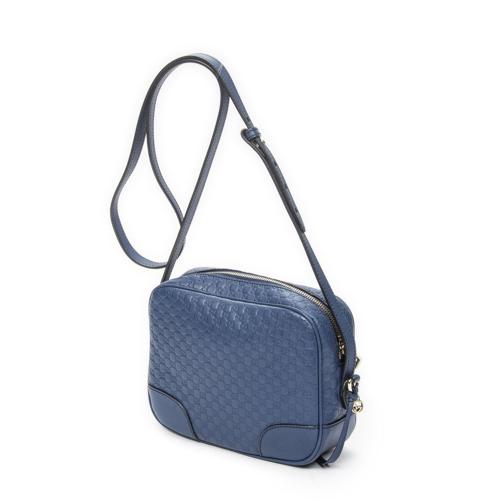 Gucci Bree Cross Belt Bag Blue Micro Guccissima Leather — view 2