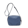 Gucci Bree Cross Belt Bag Blue Micro Guccissima Leather