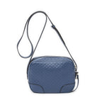 Gucci Bree Cross Belt Bag Blue Micro Guccissima Leather