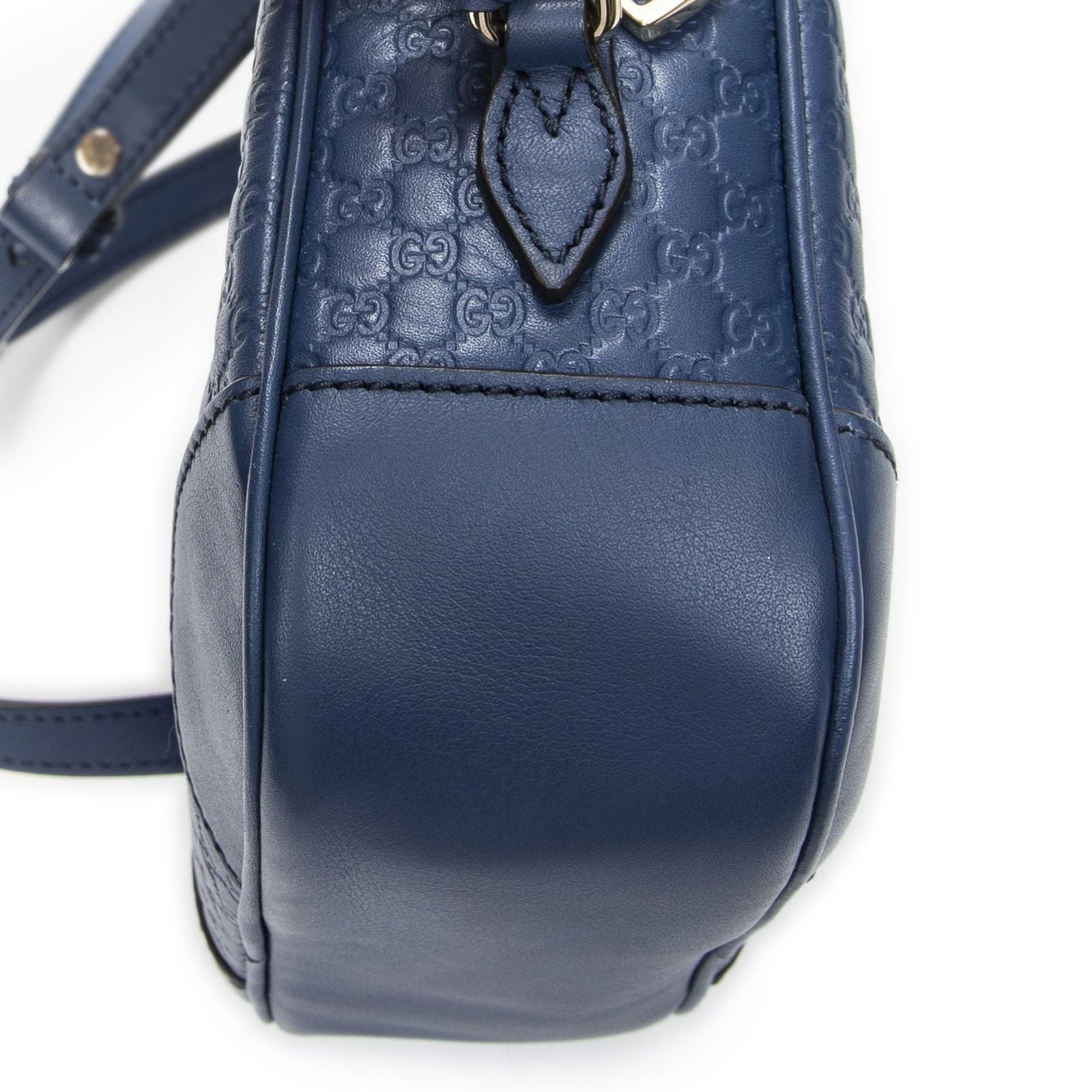 Gucci Bree Cross Belt Bag Blue Micro Guccissima Leather — view 7