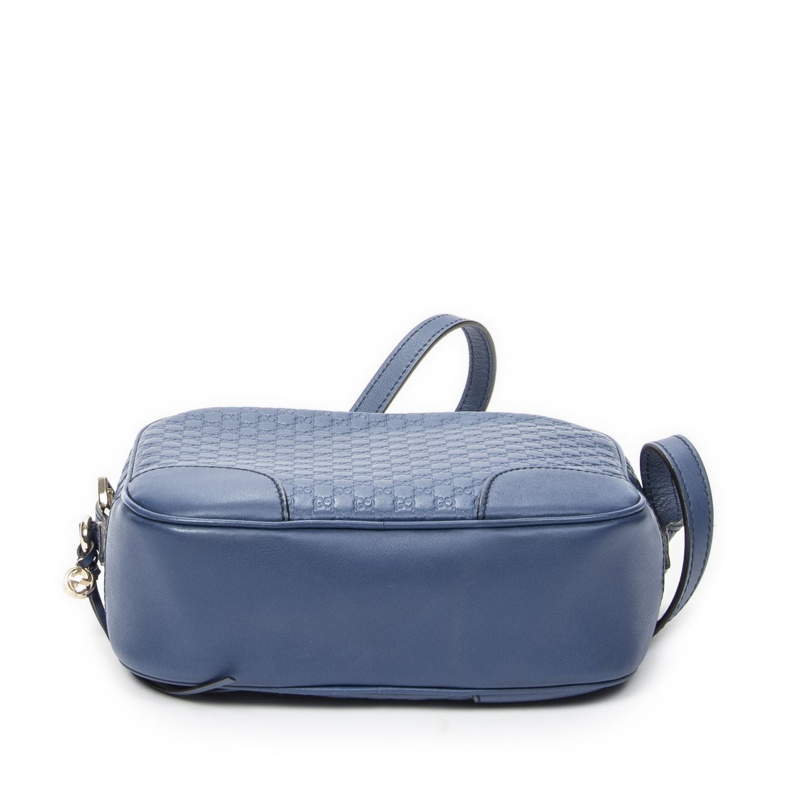 Gucci Bree Cross Belt Bag Blue Micro Guccissima Leather — view 6