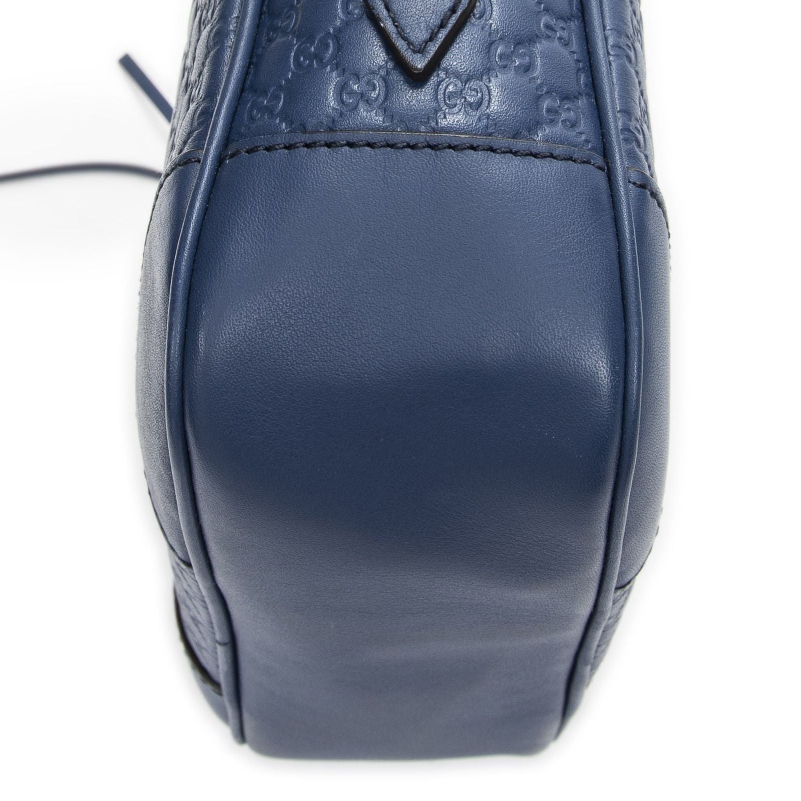 Gucci Bree Cross Belt Bag Blue Micro Guccissima Leather — view 8