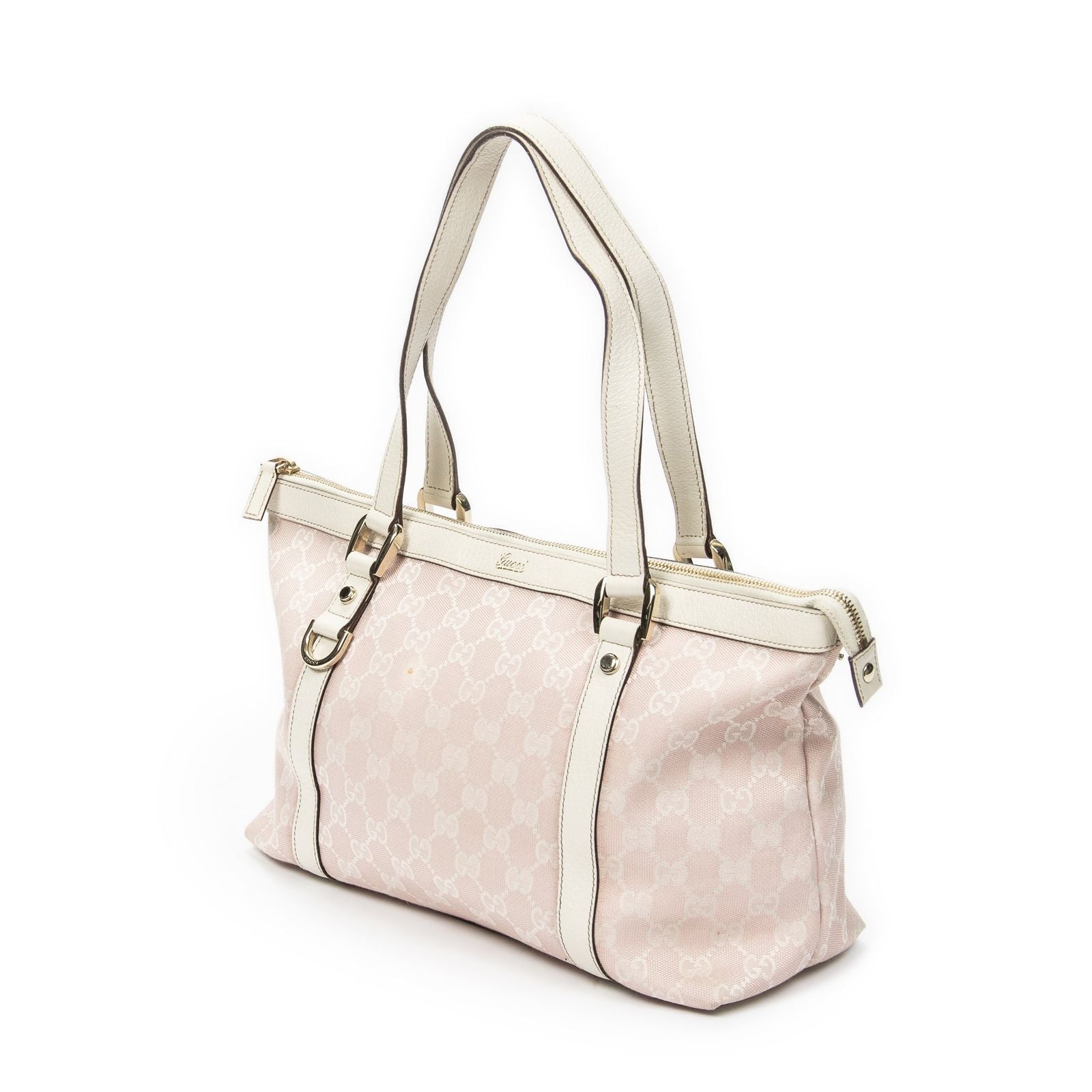 Gucci Abbey Zip Tote Light Pink Ivory GG Canvas — view 2