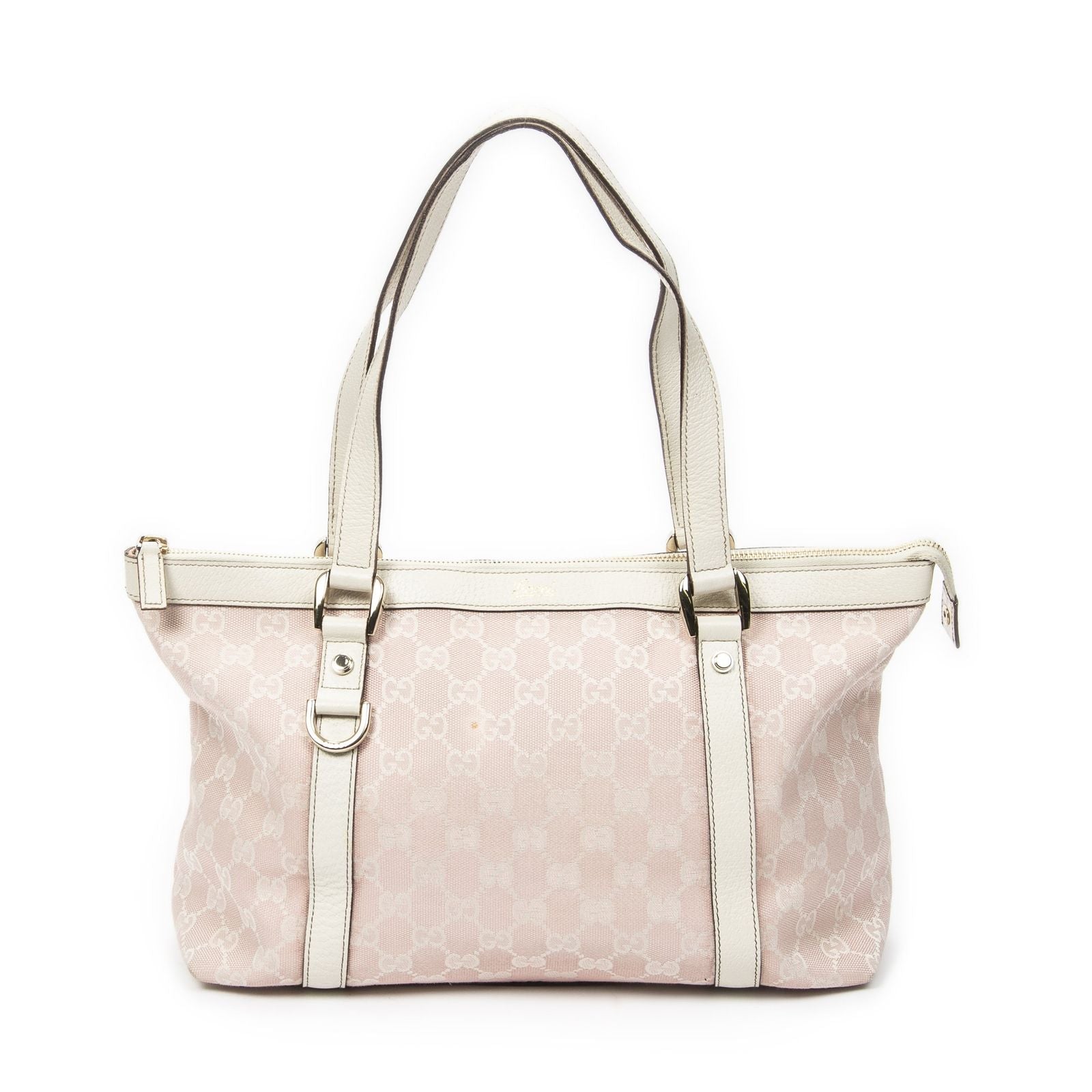 Gucci Abbey Zip Tote Light Pink Ivory GG Canvas