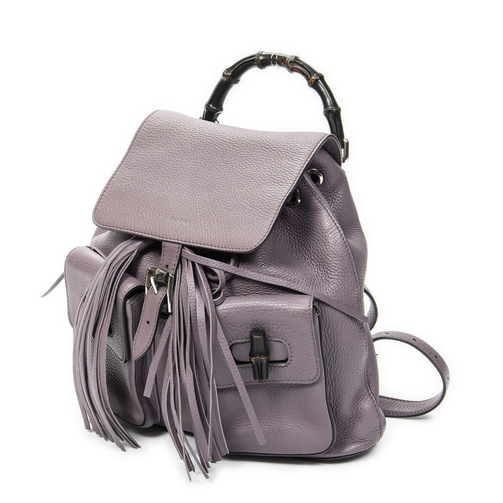 Gucci Bamboo Backpack Tassel Purple Calfskin Leather — view 2