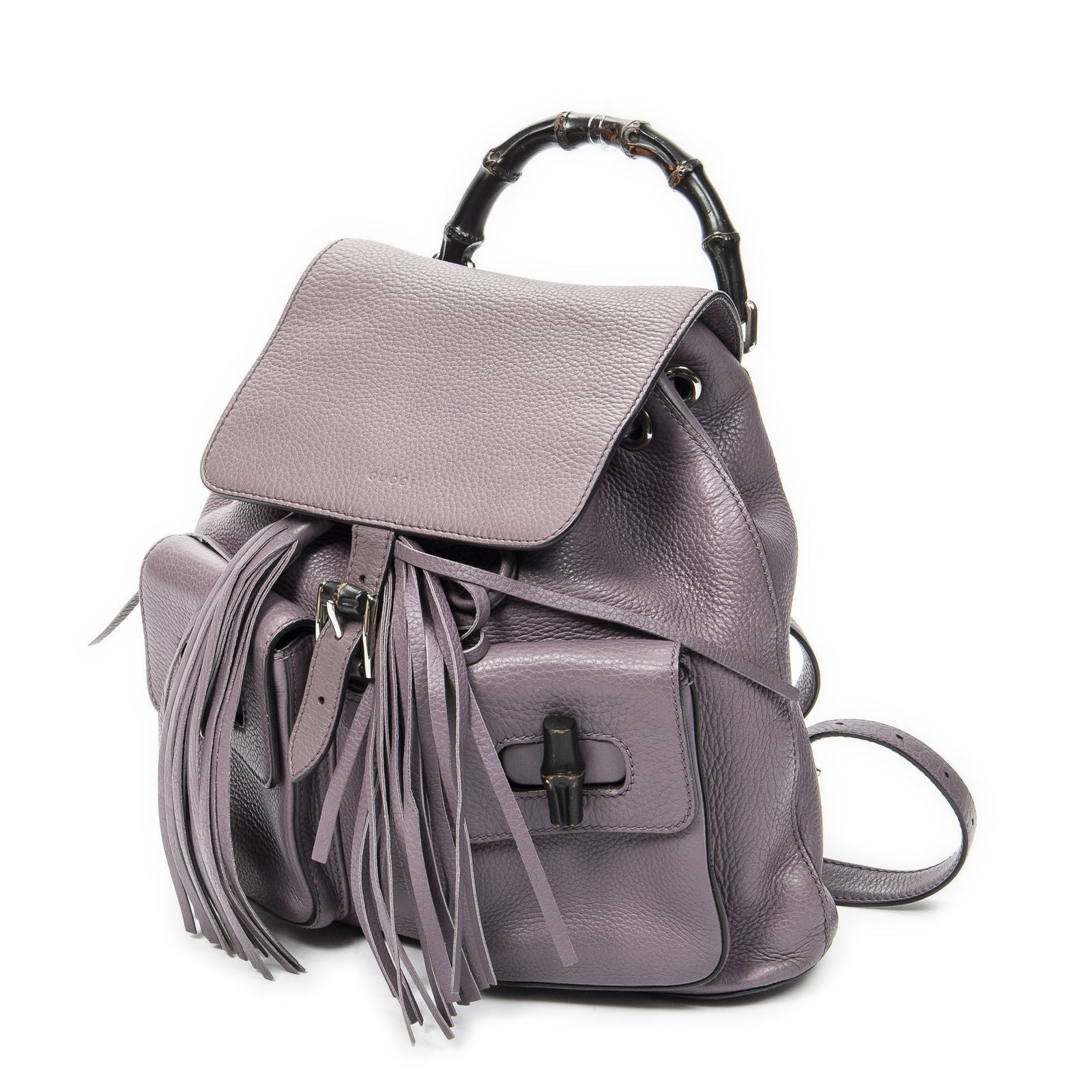 Gucci Bamboo Backpack Tassel Purple Calfskin Leather — view 2