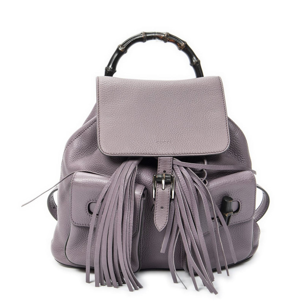 Gucci Bamboo Backpack Tassel Purple Calfskin Leather