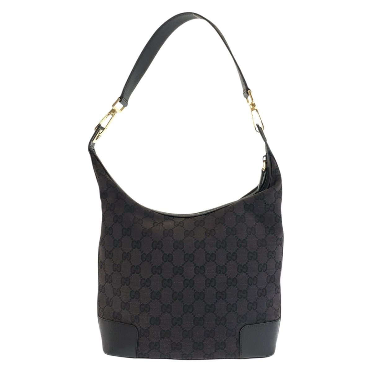 Gucci Black Gold GG Canvas Leather Shoulder — view 2
