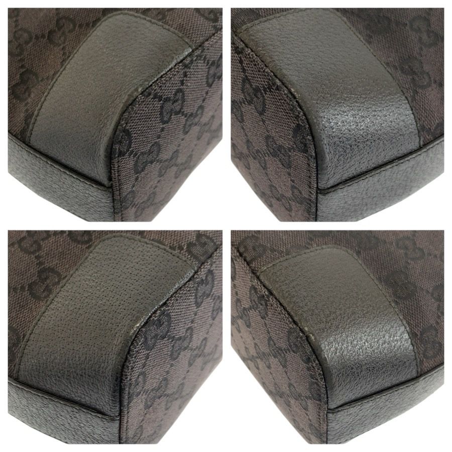 Gucci Black Gold GG Canvas Leather Shoulder — view 4