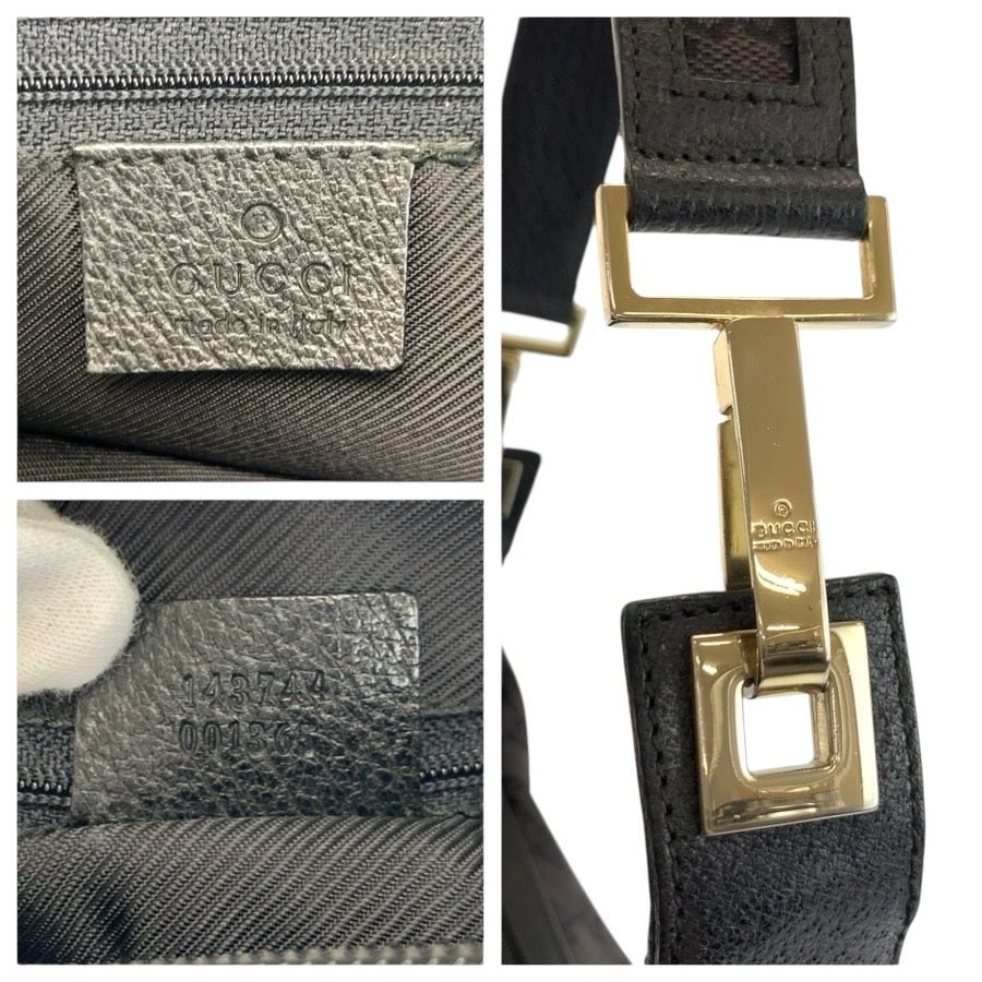 Gucci Black Gold GG Canvas Leather Shoulder — view 3