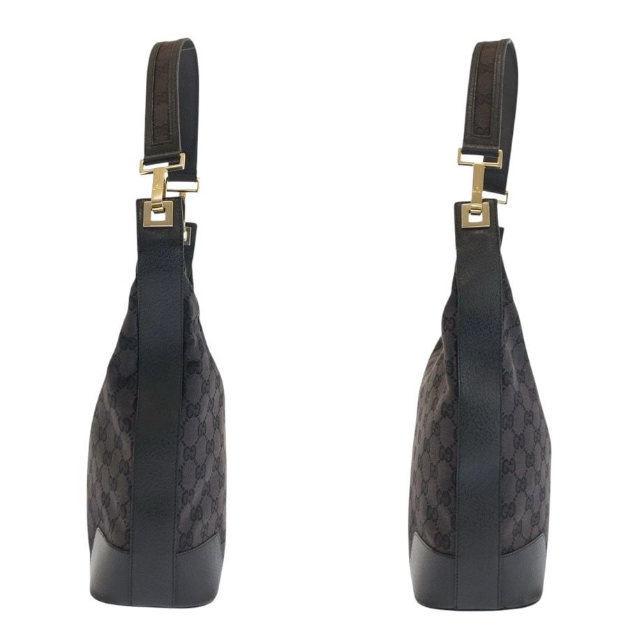 Gucci Black Gold GG Canvas Leather Shoulder — view 7