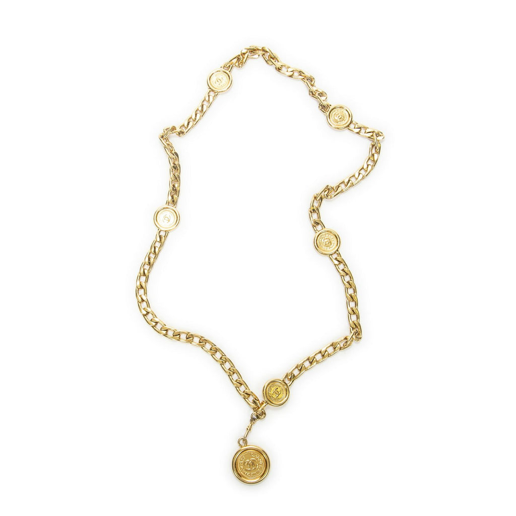 Chanel CC Logo Medallion Chain Belt Gold Plated