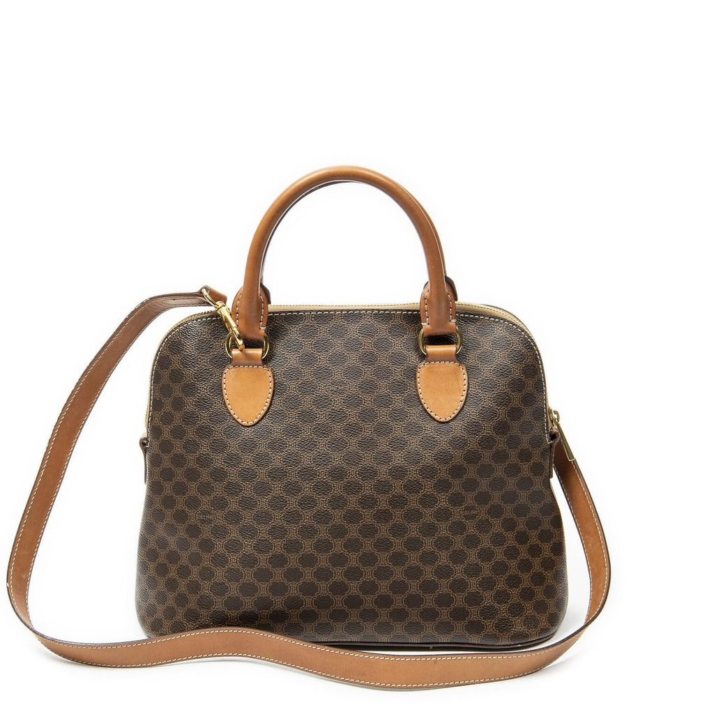 Celine Dome Top Handle Brown Macadam Canvas — view 5
