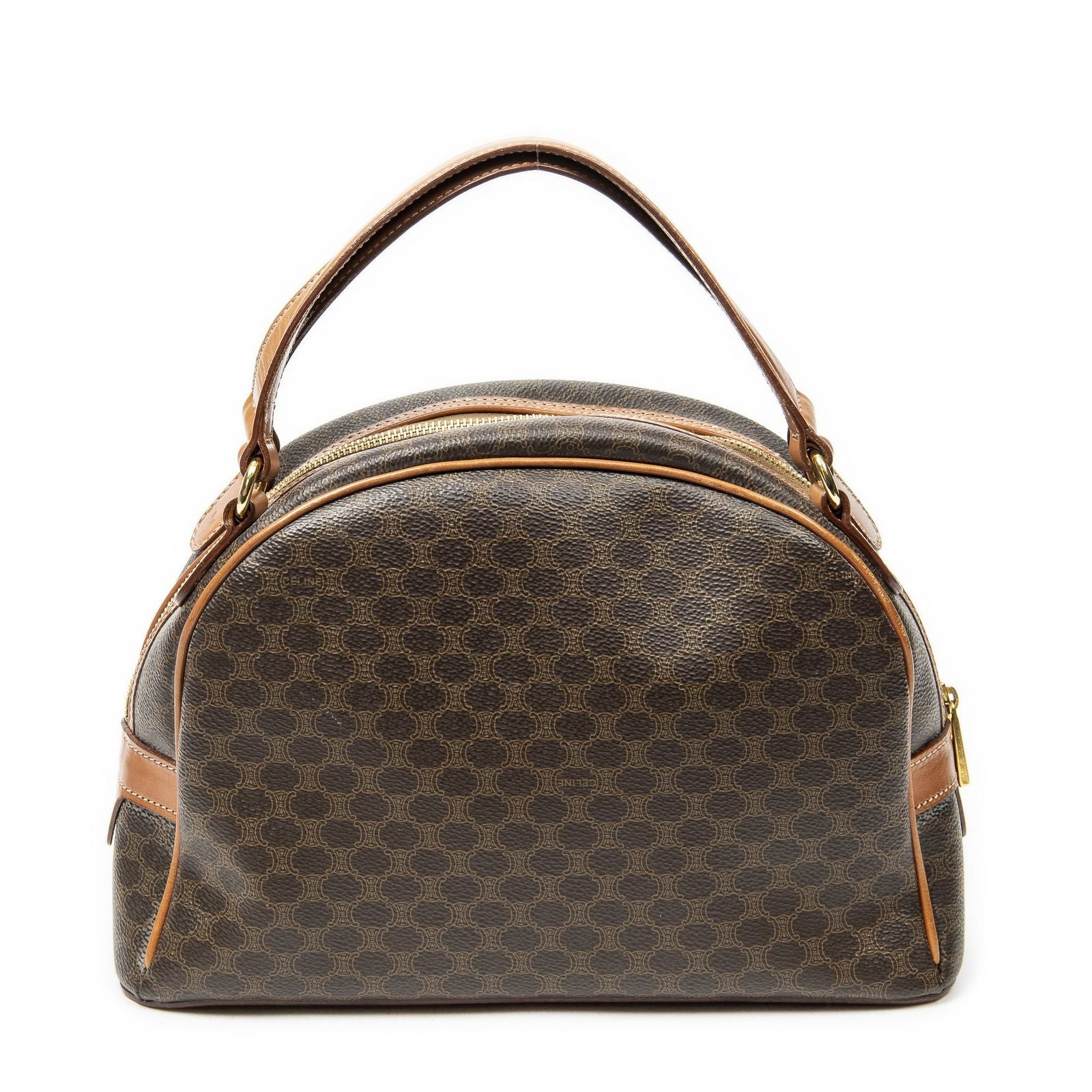 Celine Dome Bowla Bag Brown Macadam Canvas — view 5