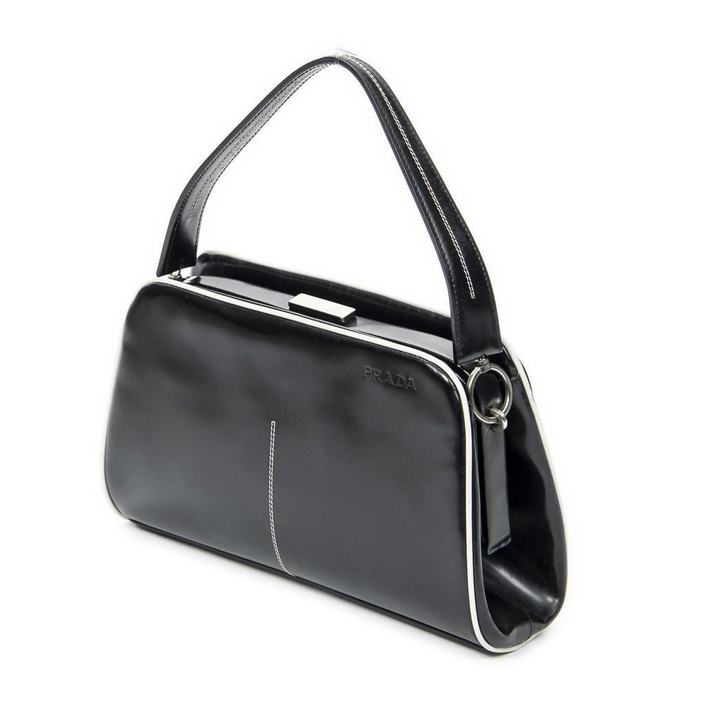 Prada Spazzolato Frame Bag Black Calfskin Leather — view 2