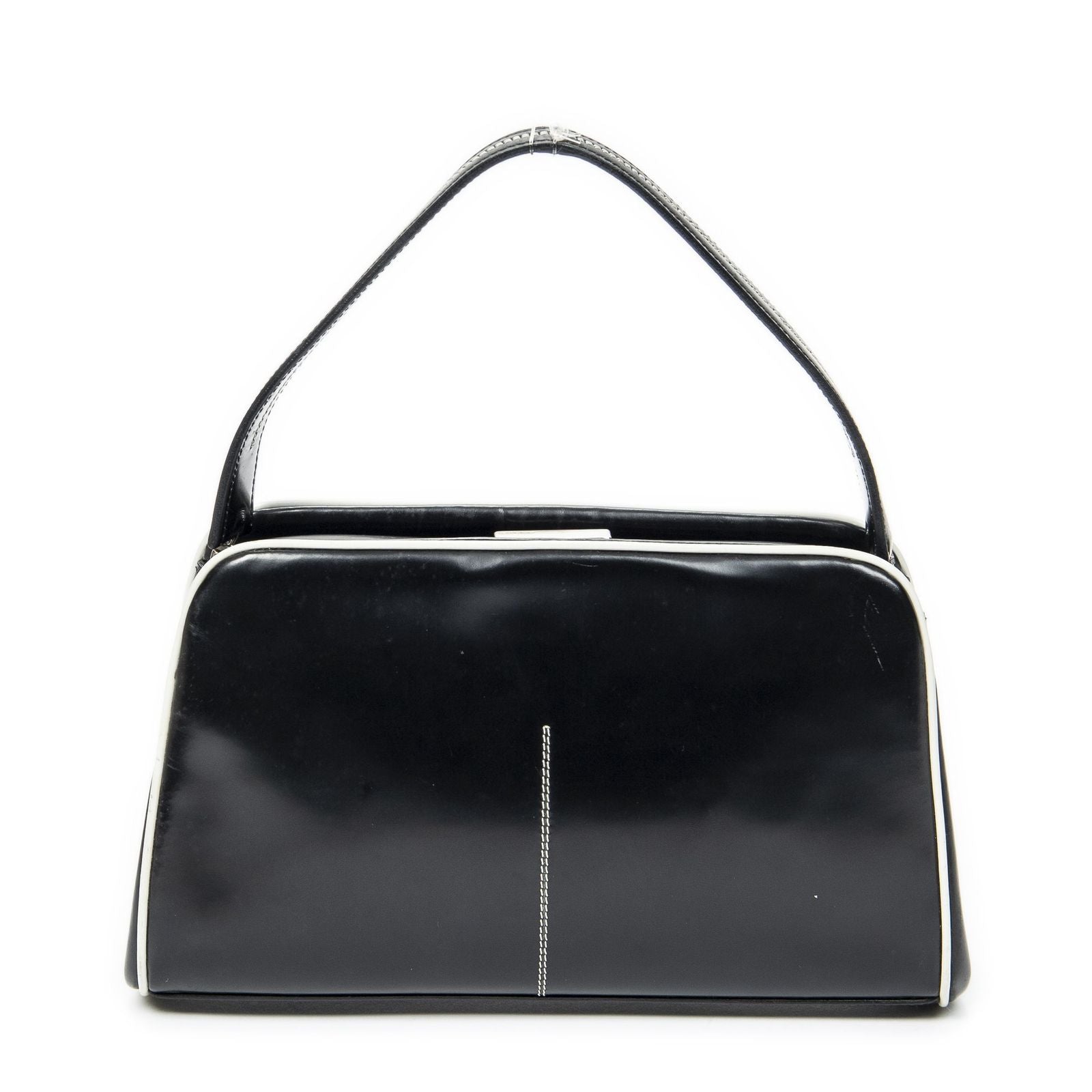 Prada Spazzolato Frame Bag Black Calfskin Leather — view 5