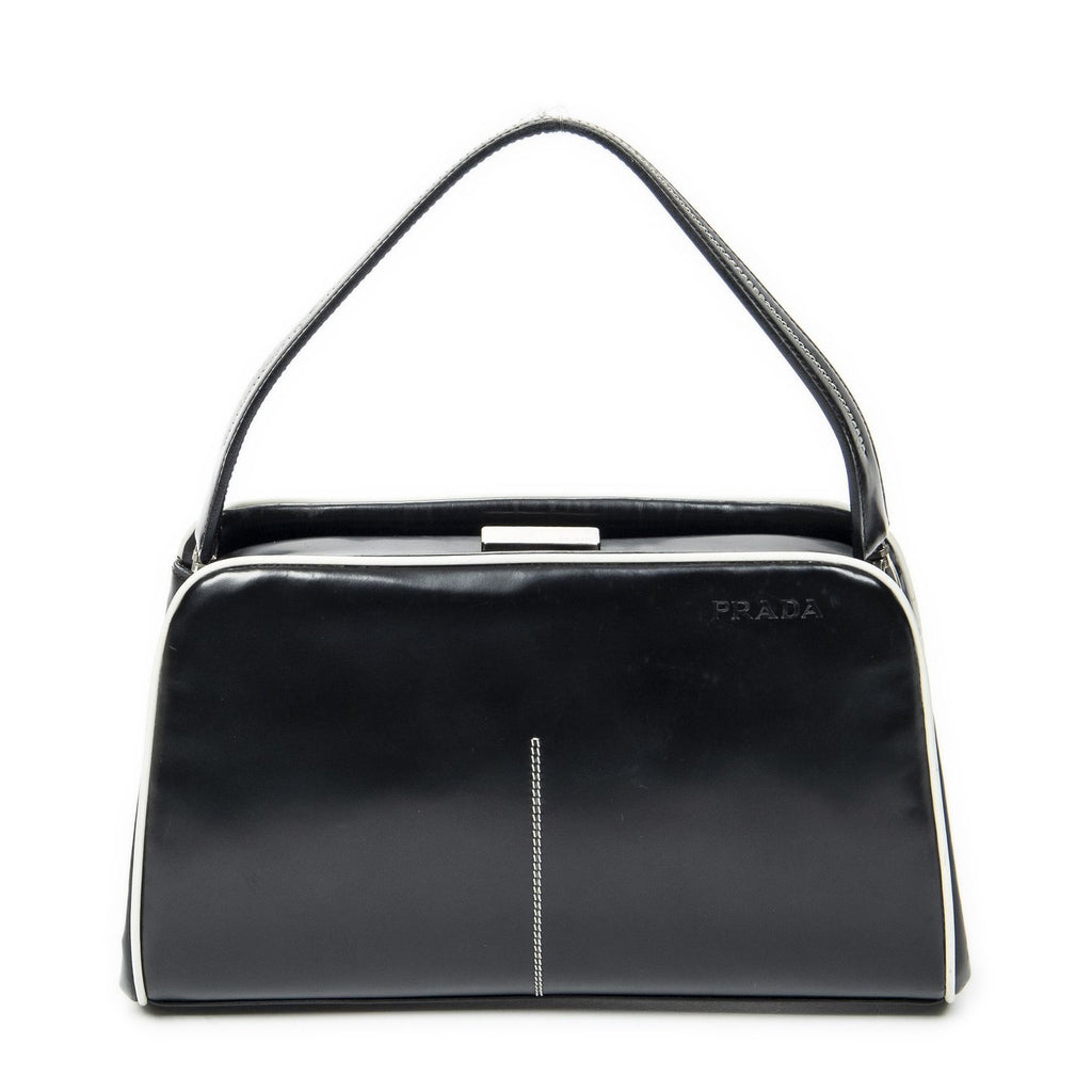 Prada Spazzolato Frame Bag Black Calfskin Leather
