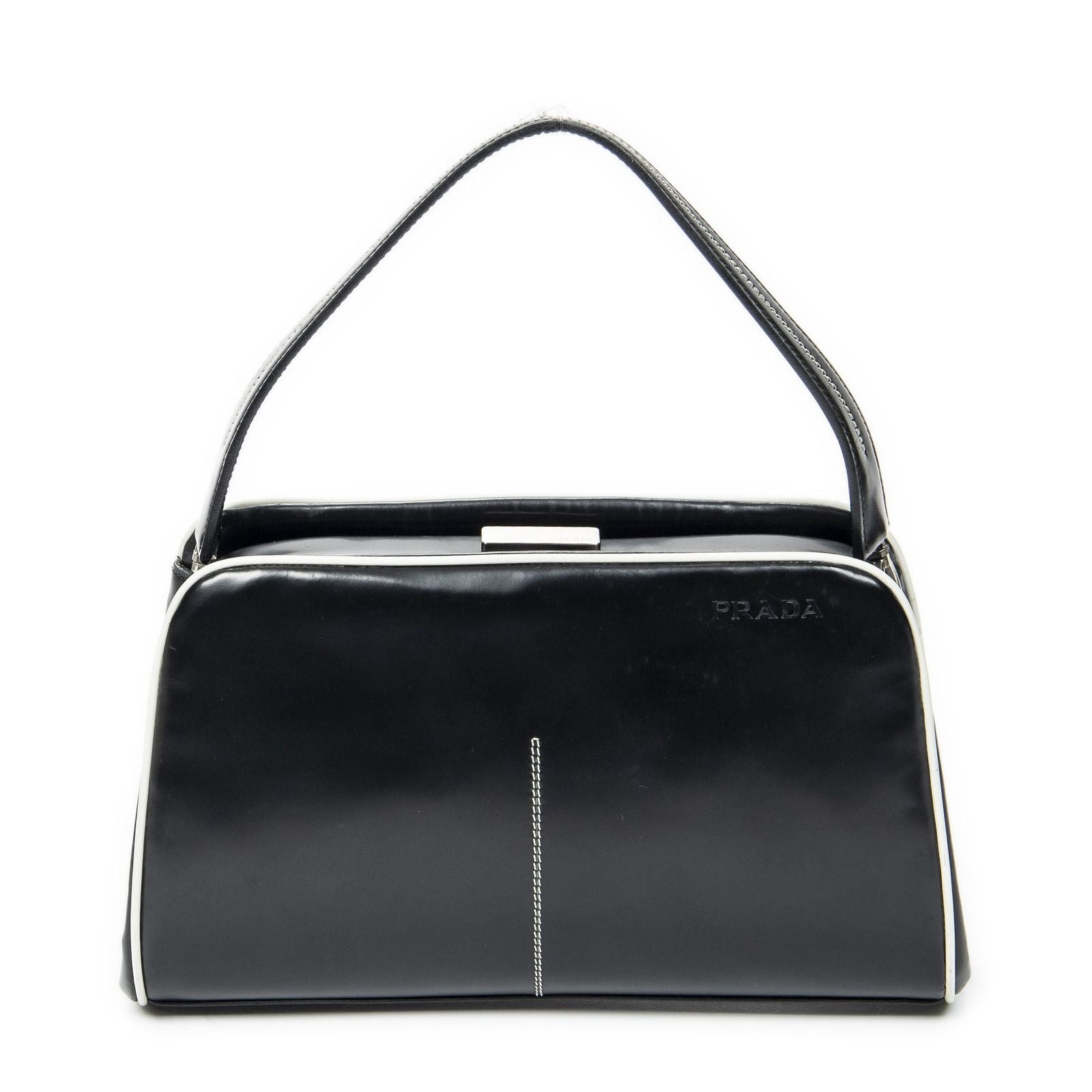 Prada Spazzolato Frame Bag Black Calfskin Leather