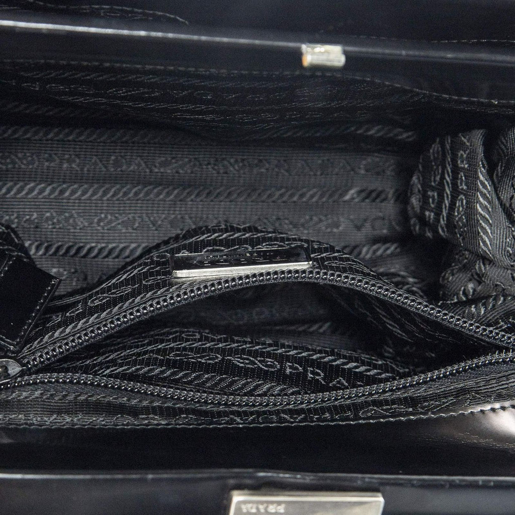 Prada Spazzolato Frame Bag Black Calfskin Leather — view 9