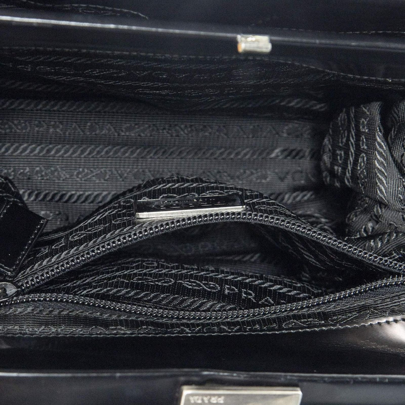 Prada Spazzolato Frame Bag Black Calfskin Leather — view 9