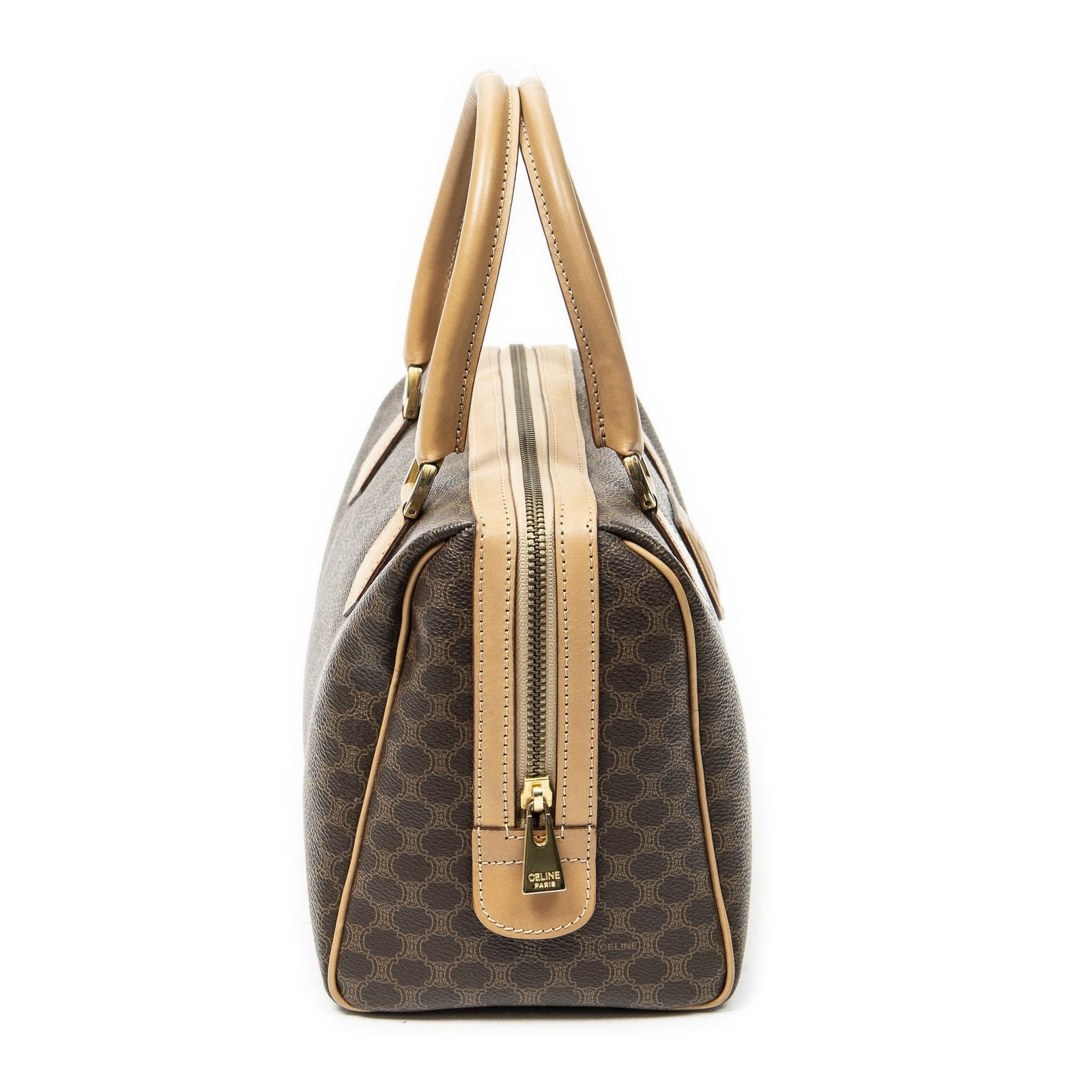 Celine Small Boston Brown Macadam Canvas Shoulder — view 4