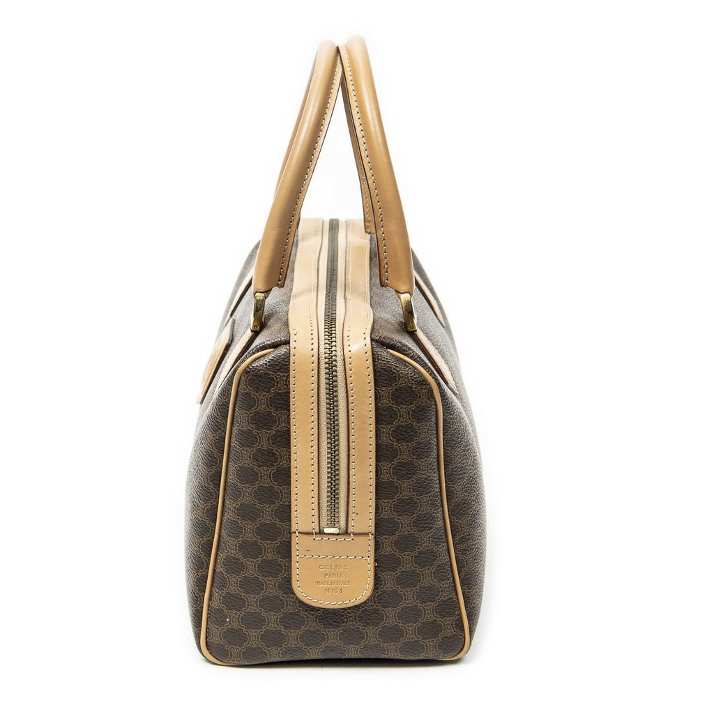 Celine Small Boston Brown Macadam Canvas Shoulder — view 3