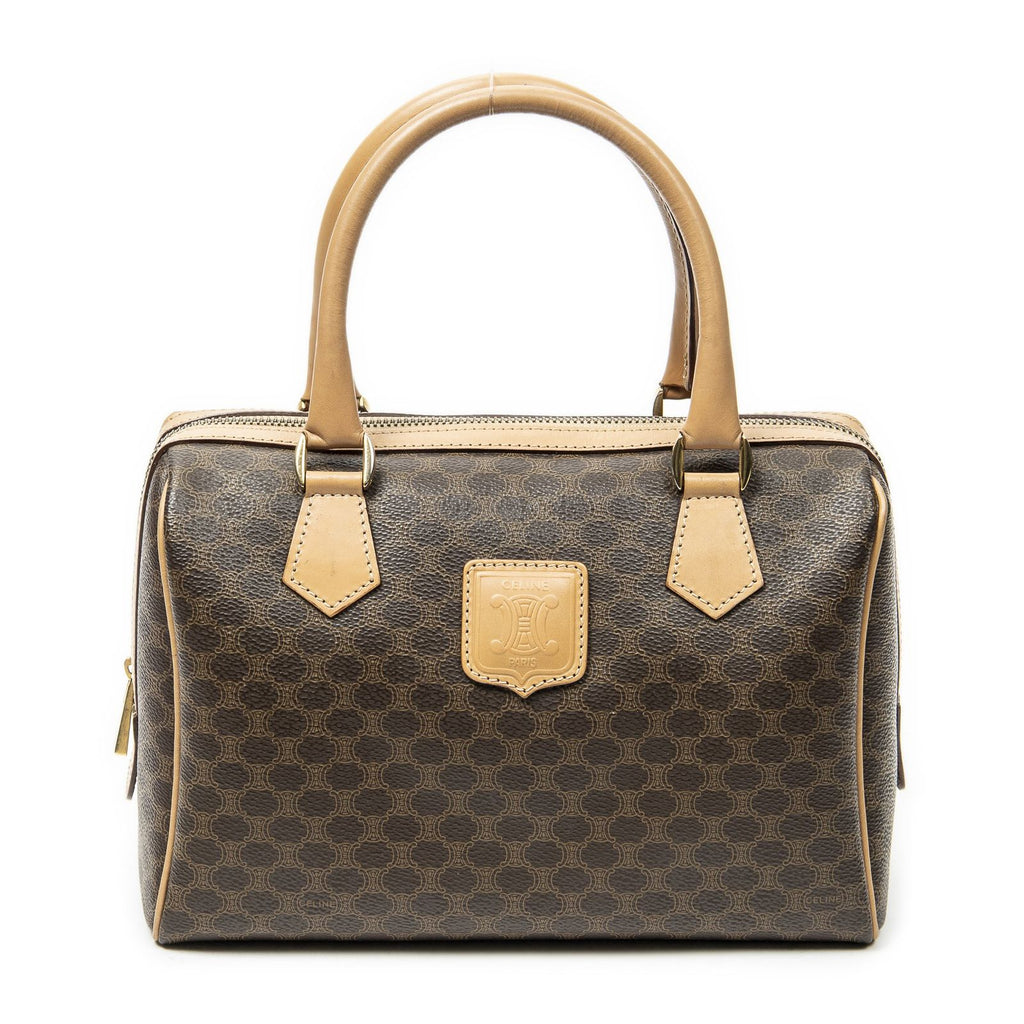 Celine Small Boston Brown Macadam Canvas Shoulder