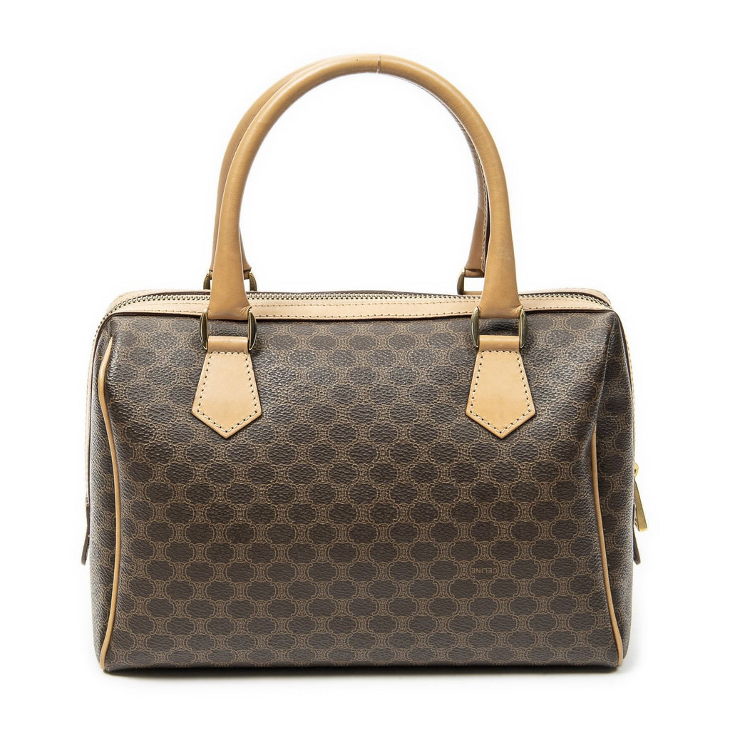 Celine Small Boston Brown Macadam Canvas Shoulder — view 5