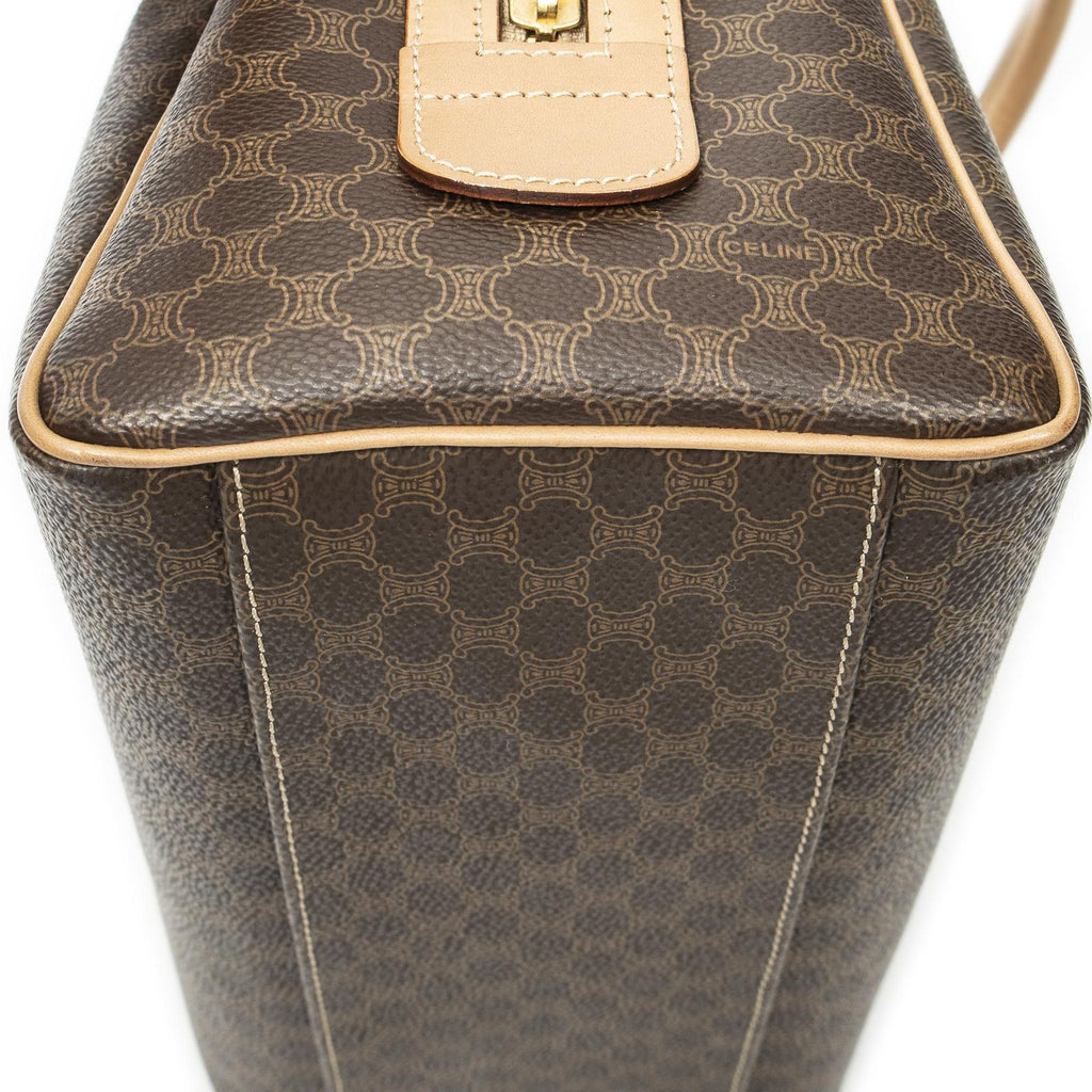 Celine Small Boston Brown Macadam Canvas Shoulder — view 8