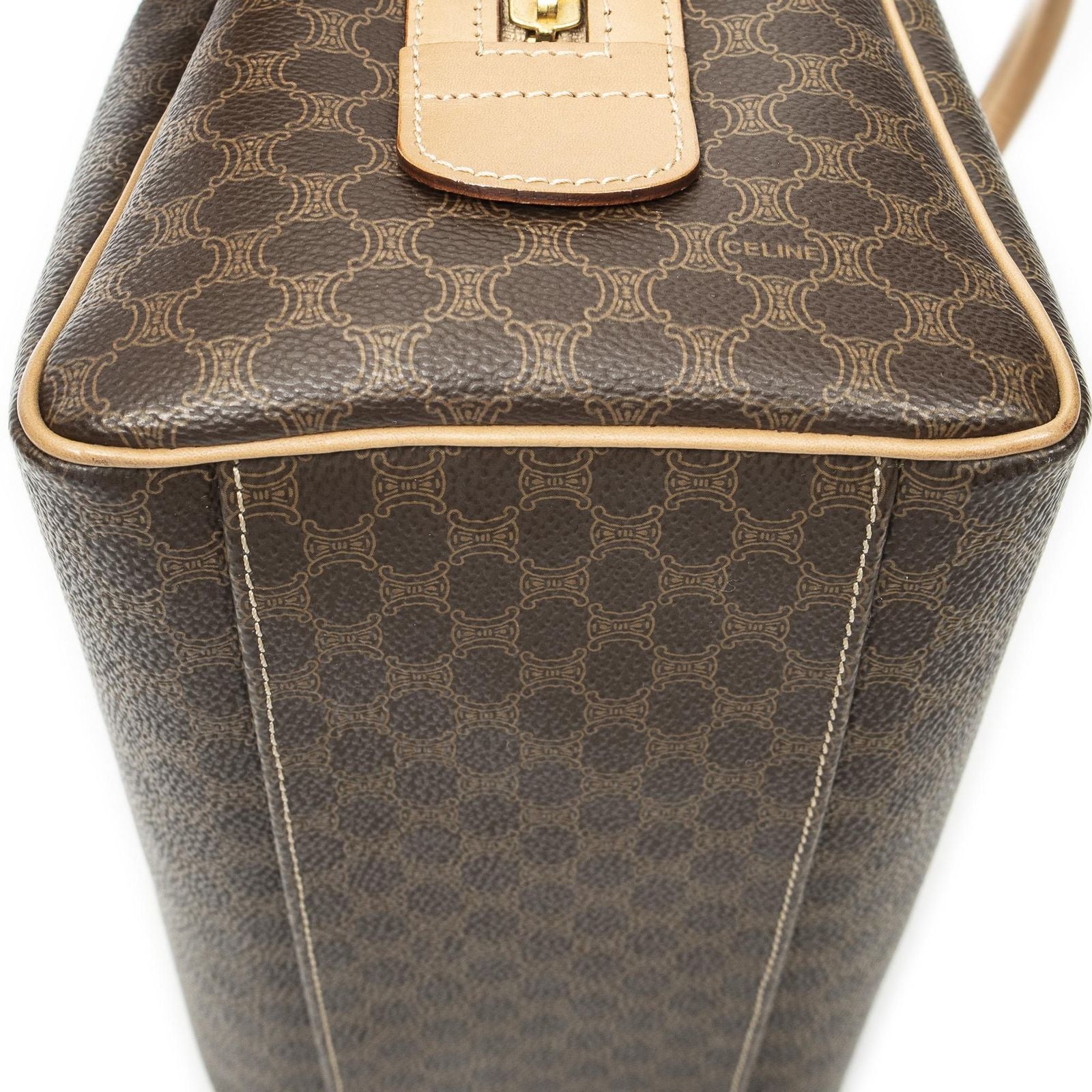 Celine Small Boston Brown Macadam Canvas Shoulder — view 8