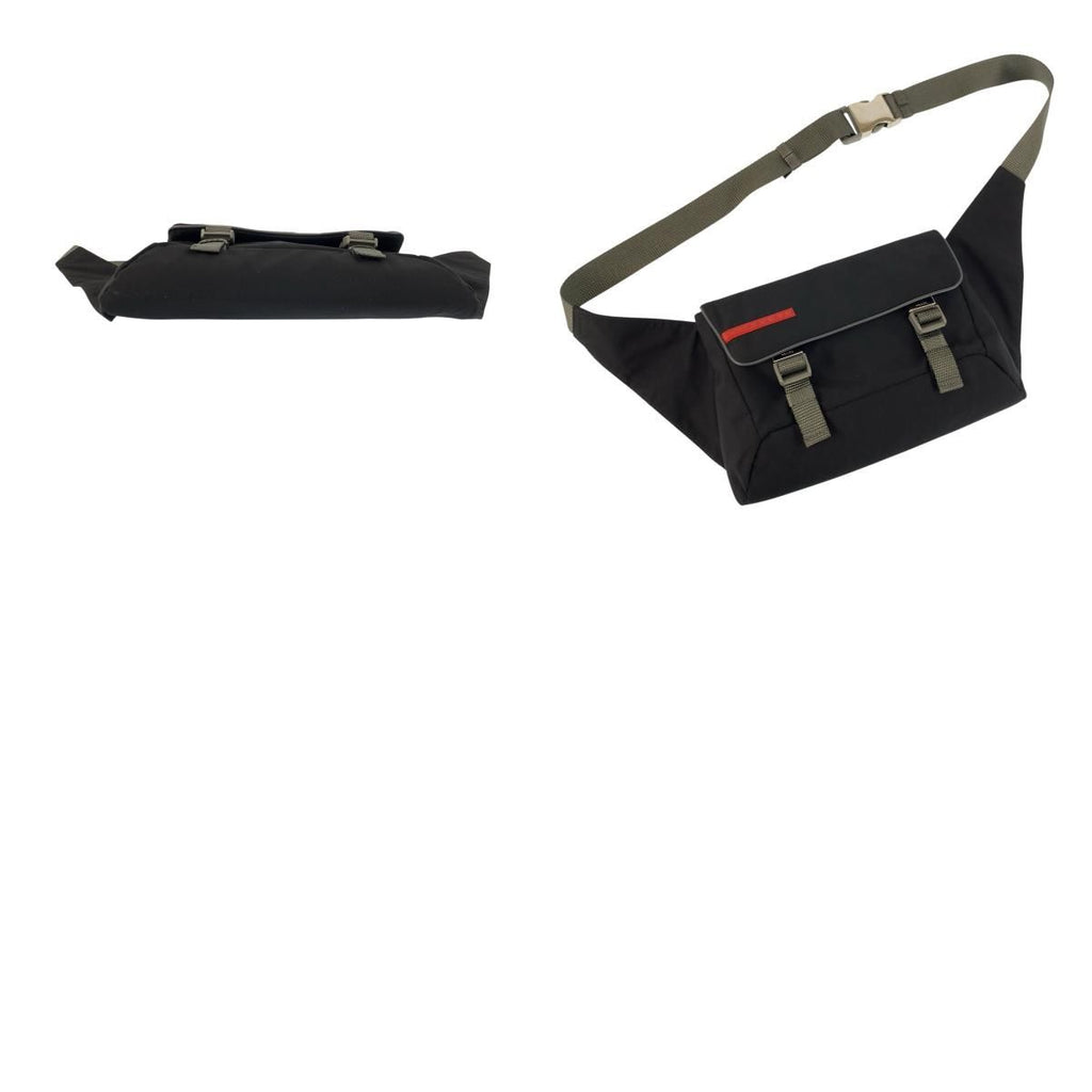 Prada Sports Black Gray Silver Nylon Belt Bag Waist Pouch — view 9