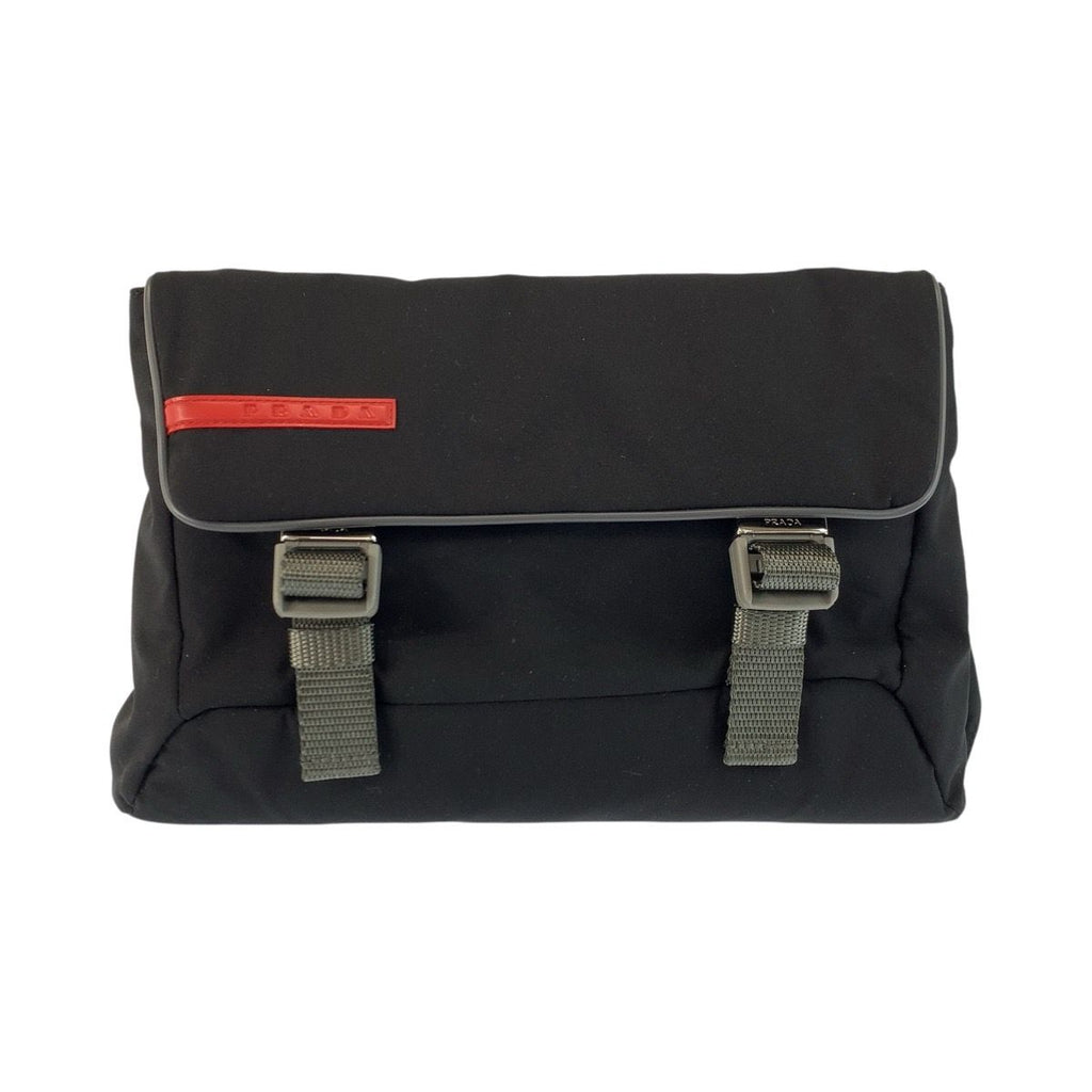 Prada Sports Black Gray Silver Nylon Belt Bag Waist Pouch