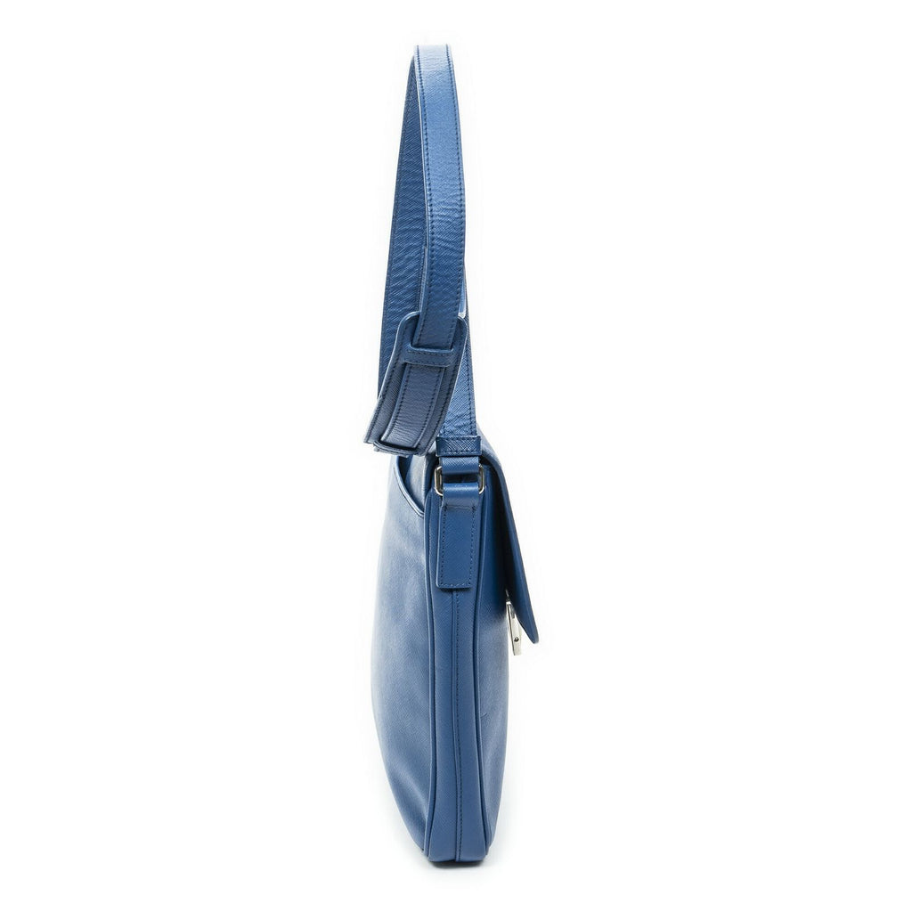 Prada Push Lock Flap Messenger Blue Saffiano Leather — view 4