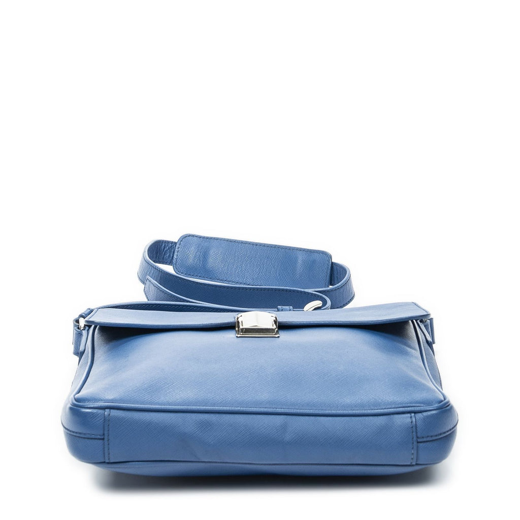 Prada Push Lock Flap Messenger Blue Saffiano Leather — view 6