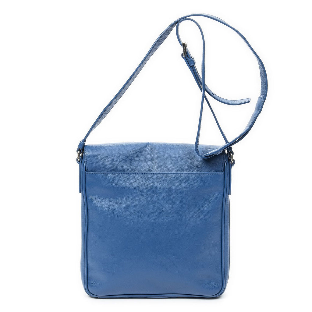 Prada Push Lock Flap Messenger Blue Saffiano Leather — view 5