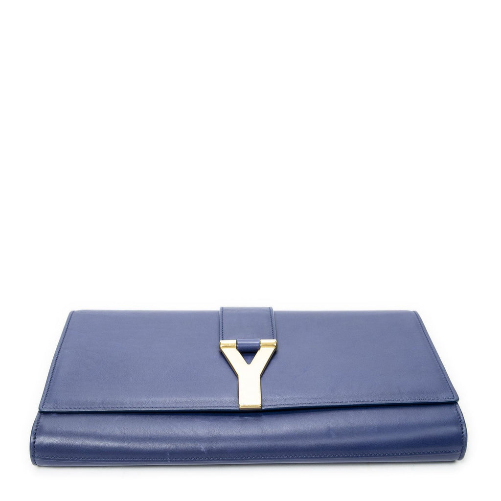 Saint Laurent Line Clutch Royal Blue Calfskin Leather — view 3