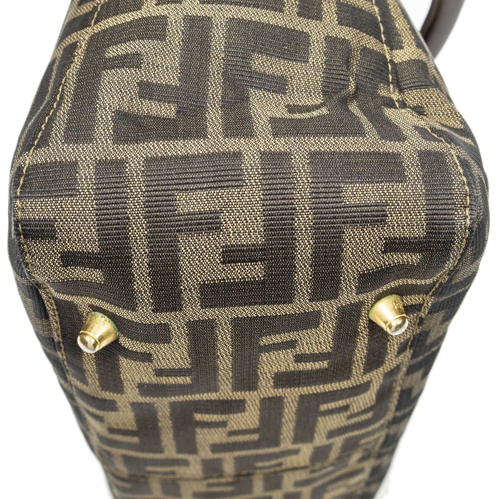 Fendi Small Pop Tote Brown Zucca Canvas — view 8