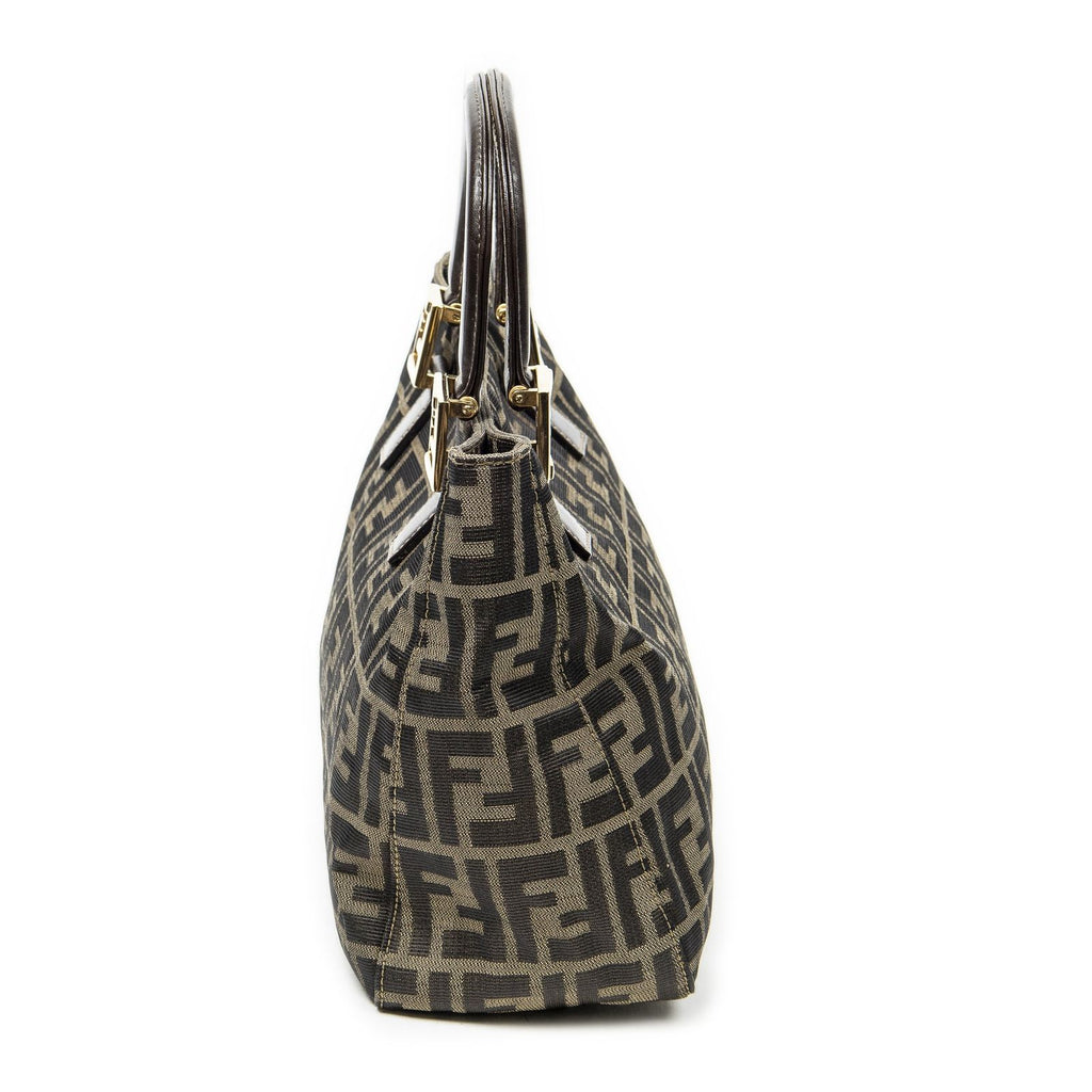 Fendi Small Pop Tote Brown Zucca Canvas — view 3