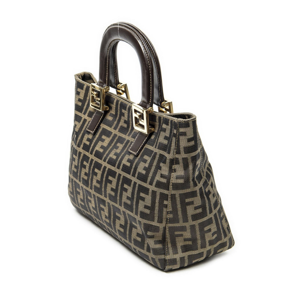 Fendi Small Pop Tote Brown Zucca Canvas — view 2
