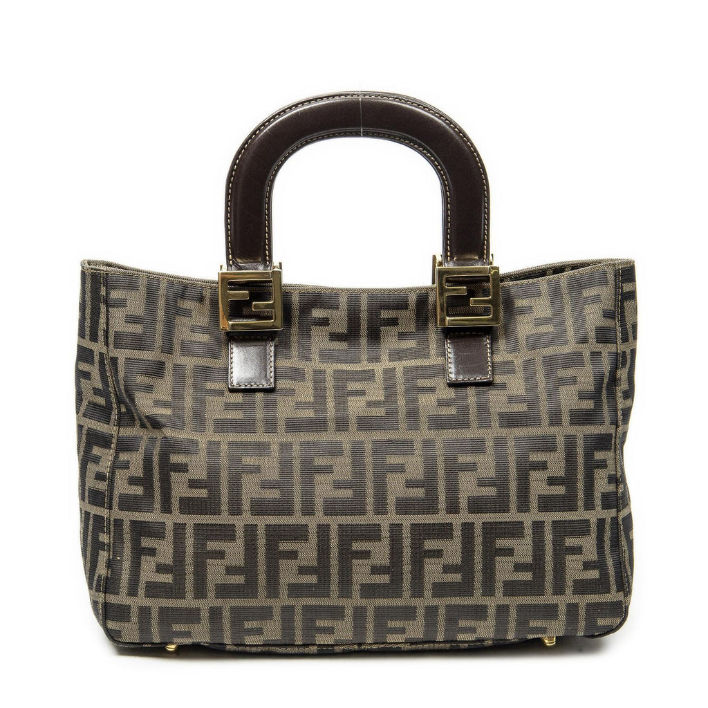 Fendi Small Pop Tote Brown Zucca Canvas — view 5