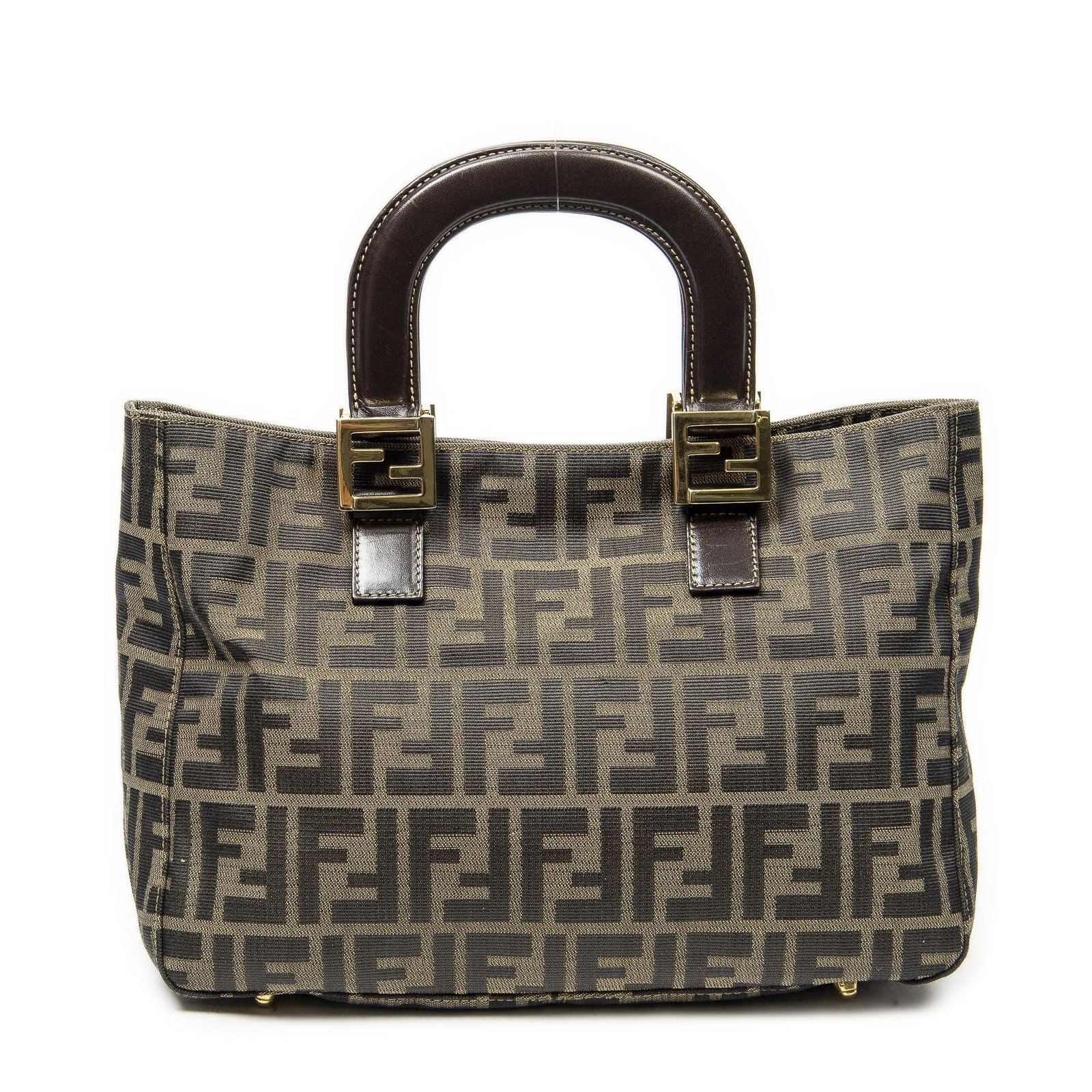 Fendi Small Pop Tote Brown Zucca Canvas — view 5