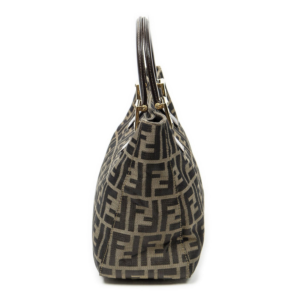 Fendi Small Pop Tote Brown Zucca Canvas — view 4